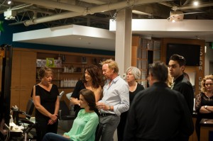 Ronnie Stam, Oribe's Creative Director giving styling tips to our stylists