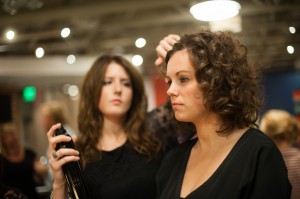 Emily giving the final touches on her model